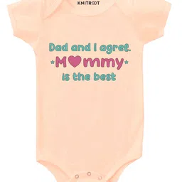 KNITROOT Half Sleeves Mommy Is The Best Print Onesie - Peach-picture-29