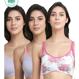 Inner Sense Pack Of 3 Organic Cotton Antimicrobial Soft Nursing Bra - Multicolor-image-84