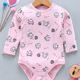 Fox Baby Full Sleeves Onesie Kitty Print - Pink-image-9