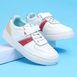 Pine Kids Casual Elasticated Lace Closure Shoes with Chunky Sole - White Pink-image-91