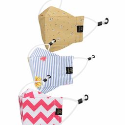 CENWELL Cotton Kids Mask Reusable Washable Breathable Face Mask With Adjustable Earloops Multicolor- Pack of 3-25
