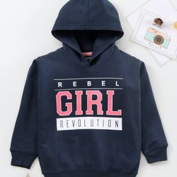 Doreme Full Sleeves Hoodies Text Print -Blue-picture-1