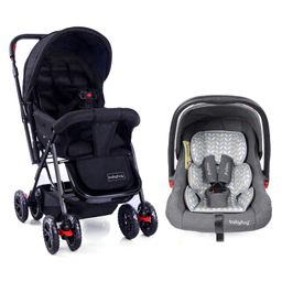 Babyhug Amber Car Seat Cum Carry Cot With Rocking Base & GreyBabyhug Cocoon Stroller With Mosquito Net & Reversible Handle - Mid Night Black-43