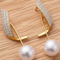 Vembley Gold-Plated Cubic Zirconia Alloy Drop Earrings-picture-19