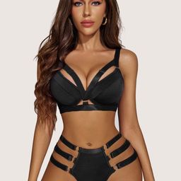 Krelin Sexy Strappy Underwire Push Up O Ring Linked Harness Baby Doll-image-74