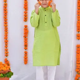 Kalp Boys Solid Cotton Kurta with Pyjamas-picture-10