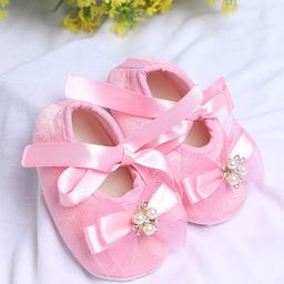 COCO CANDY Girls Pink Bow Ribbon Booties-54