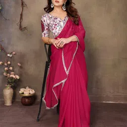 DIKONA DESIGNER Mirror Work Saree with Embellished Border-8