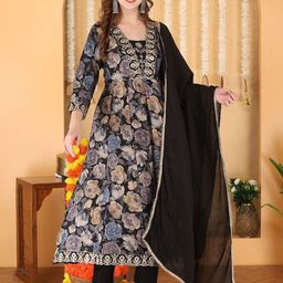Anouk Women Floral Printed Anarkali Kurta with Trousers & Dupatta-picture-50