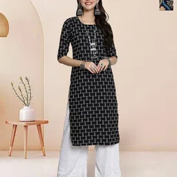 7Threads Selection Of 2 Geometric Printed Round Neck Straight Kurtas-3