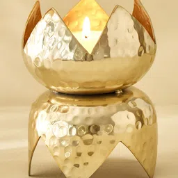 Home Centre Corsica Kamal Gold-Toned Metal Hammered Votive Candle Holder-image-26