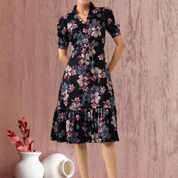 STARWORD Peter Pan Collar Fit & Flare Dress-image-15
