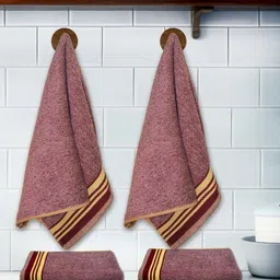 Athom Living Brown & Beige Set Of 8 110 GSM Cotton Hand Towel-5