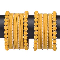 Mamon Creations Set Of 26 Gold-Plated Velvet Bangles-picture-1