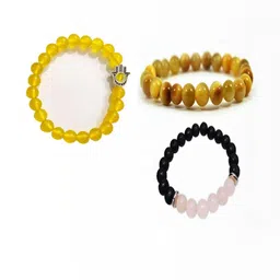 Divine souvenirs Unisex Set Of 3 Artificial Beaded Elasticated Bracelets-34