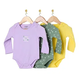 Nuego Infant Girls Pack Of 3 Graphic Printed Pure Cotton Bodysuits-41