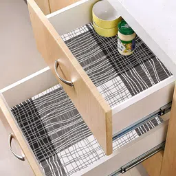 Kuber Industries Black & White 2 Pieces Printed Shelf Liner Organisers-29