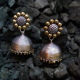 Sangria German Oxidized Silver Dome Shaped Jhumkas-48
