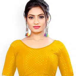 SS Sanket Synthetics Round Neck Half Sleeves Slip On Saree Blouse-picture-27