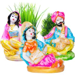 Aura Pink & Blue 5 Pieces Figurine Showpiece With Artificial Plants-image-52