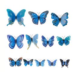 INDIAN ROYALS 12Pcs Blue & Black 3D Butterfly Waterproof Self Adhesive Wall Stickers-26