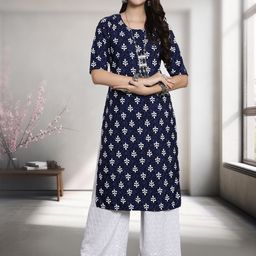 HERE&NOW Women Ethnic Motifs Printed Crepe Kurta-image-57