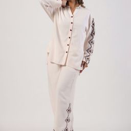 STIL O STITCH Geometric Embroidered Mandarin Collar Shirt With Trouser-picture-37