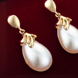 DressBerry Women Gold Plated Pearls Teardrop Shaped Drop Earrings-picture-12