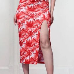 Popwings Abstract Print Twist Knot Long Slit Midi Pencil Skirt-picture-26