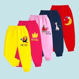 KUCHIPOO Girls Pack Of 5 Printed Mid-Rise Joggers-image-72