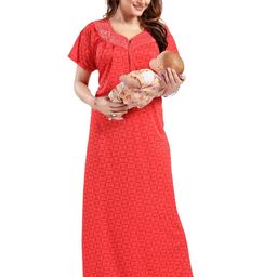 LIFE-TALE Women Red Satin Nightdress-image-28
