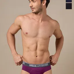 URBAN ADVENTURE Pack Of 3 Anti Bacterial Basic Briefs 3P-UAM-006(BLK-NVY-WINE)-picture-56
