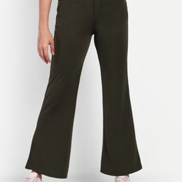 BROADSTAR Women Smart Flared High-Rise Easy Wash Trousers-image-35