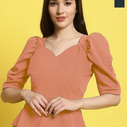 Metronaut Women Pack Of 2 Sweetheart Neck Puff Sleeves Crop Top-image-94