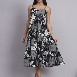 DHAKRE FASHION Women Cotton Floral Print Layered Empire Midi Dress-image-46