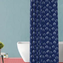 ArtzFolio Blue & White Geometric Printed Waterproof Shower Curtain-image-73