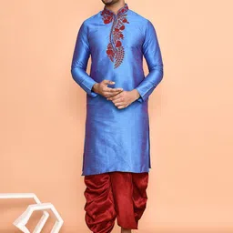 Arihant Rai Sinha Men Floral Embroidered Regular Thread Work Kurta with Dhoti Pants-image-55