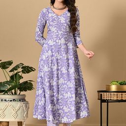 ANNSH APPAREL Floral Printed A-Line Kurta With Trousers-image-64