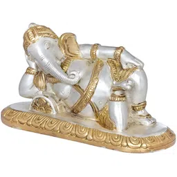 Exotic India Gold-Toned Ganesha Brass Idol Showpiece-image-83