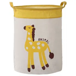 HOKIPO Kids White & Yellow Giraffe Printed Laundry Bag-41