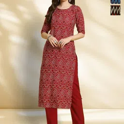 HERE&NOW Selection Of 3 Ethnic Motifs Printed Round Neck Straight Kurta-image-76