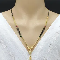 SONI JEWELLERY Women Gold-Plated With Black Artificial Beads Mangalsutra-picture-7