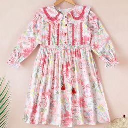 BAESD Girls Floral Printed Fit & Flare Cotton Dress-image-101