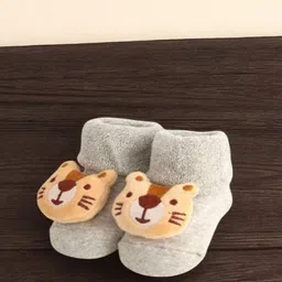 Yellow Bee Infant Boys Tiger Face Patterned Cotton Ankle-Length Socks-92