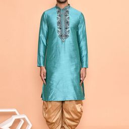 Arihant Rai Sinha Men Floral Yoke Design Regular Thread Work Kurta with Trousers-6