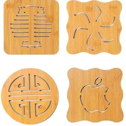 Wood Hot Pads Pot Holders, Insulated Non Slip Trivet Mat Set for Kitchen, Hot Pads, Teapot Trivet, Baking, Cooking (Big) Wood Trivet-45