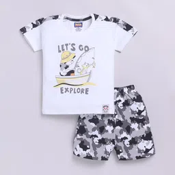 Nottie Planet Boys Printed Round Neck Pure Cotton T-Shirt With Shorts-22