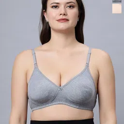 In Care Pack Of 2 Full Coverage Non Padded Seamless Pure Cotton T-shirt Bra-image-5
