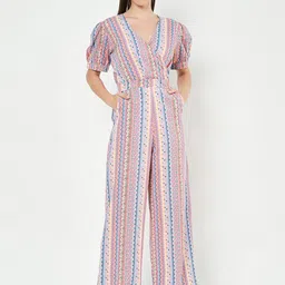 BRINNS Women Printed Short Sleeves V-Neck Basic Jumpsuit-picture-30