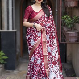 KALINI Kalamkari Zari Kota Saree-picture-25